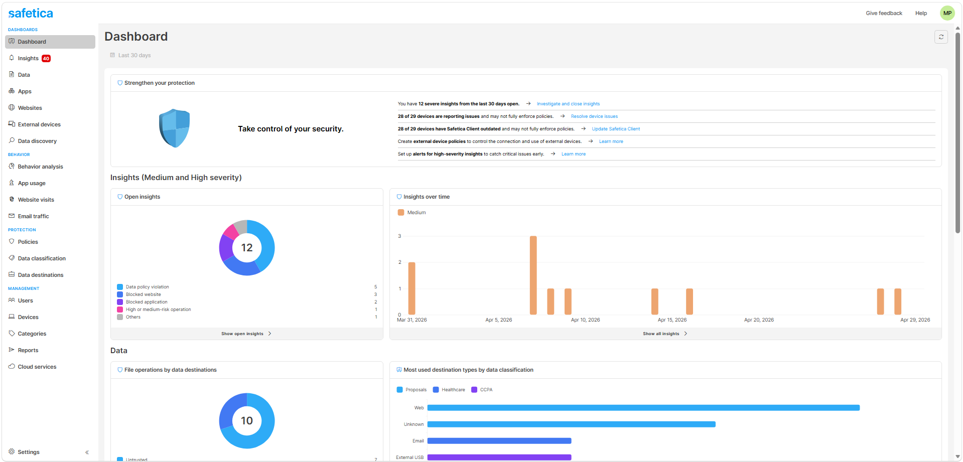 Safetica On-Prem Dashboard 3 Safetica On-Prem Dashboard 3